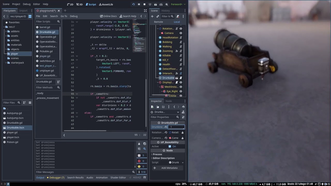 Podgląd projektu Godot UniPlayer